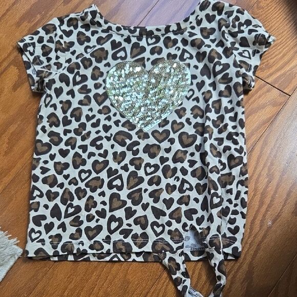 Place Brown and Gold Short Sleeve Tee with Tie Detail Size 4t - Picture 1 of 5